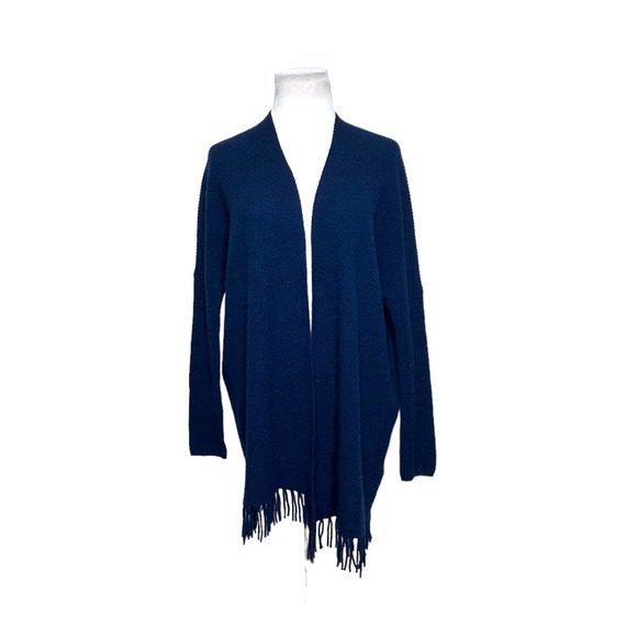 Joie blue cashmere long sleeves fringe hem open front cardigan size XXS - Picture 10 of 10
